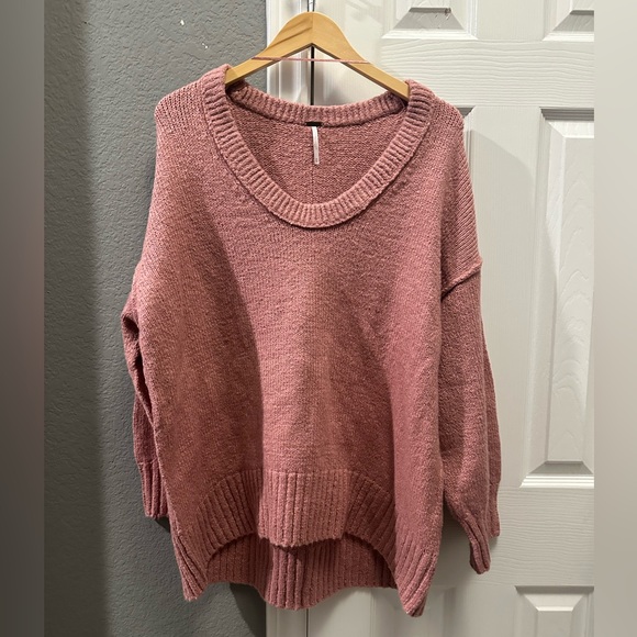 Free people brookside tunic scoop neck sweater NWT mauve rose size medium - Picture 3 of 5